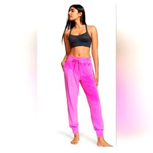Victoria’s Secret Electric Pink Logo Velour Jogger Sweatpants Super Soft Sz M